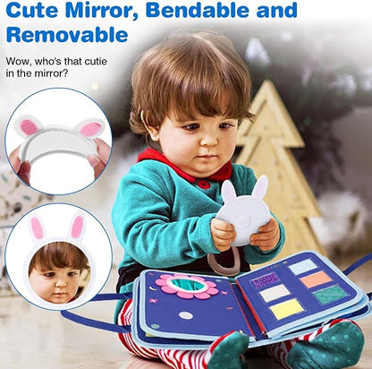 Busy Board Montessori Toys for 1 2 3 4 Year Old Boys Girls Gifts, Sensory Toy for Toddlers 1-3, Educational Activities Travel Toy for Airplane Car, Busy Book for Learning Fine Motor Skills,Blue