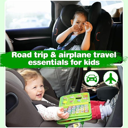 Busy Board Montessori Toys for Toddlers 1-3, Birthday Gifts for 1 2 3 4 Year Old Boy Girl, Autism Sensory Travel Toy, Educational Activity Book Board for Learning Fine Motor Skills Toys, Green