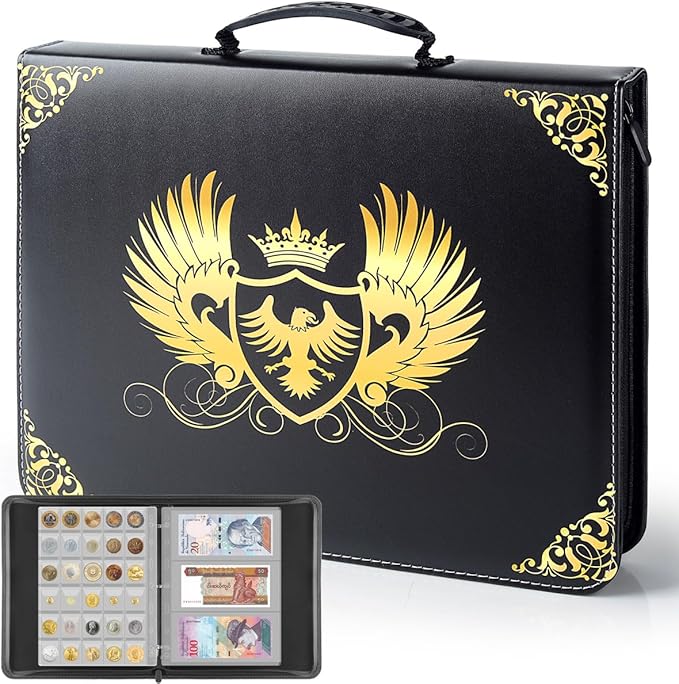 Silph PLC Coin Collection Book Holder for Collectors, Coin Album Binder Storage Box Case for Money Currency Collection Supplies - [300 Coins Pockets+30 Bills Pockets]