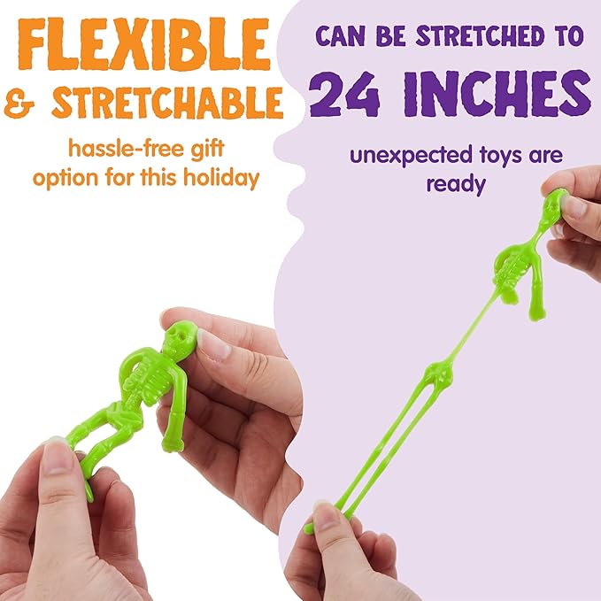 JOYIN 108 PCS Halloween Stretchy Skeletons, Halloween Sticky Hands Toys Bulk for Halloween Party Favors Decorations, Kids Student School Classroom Favors, Carnival Game Prizes, Goodie Bag Fillers