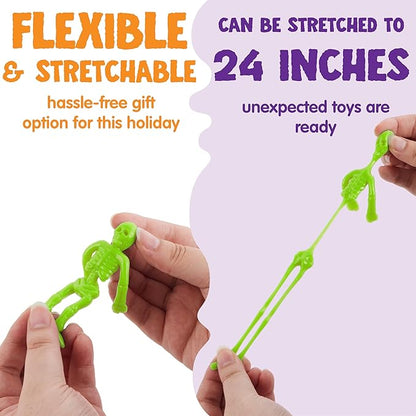 JOYIN 48 PCS Halloween Stretchy Skeletons, Halloween Sticky Hand Toys Bulk for Halloween Party Favor Goodie Bag Fillers, Kids Student School Classroom Carnival Game Prizes
