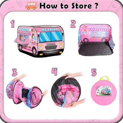 Pop up Play Tent for Kids Aged 1-3 Years Old Boys and Girls : Ice Cream Playhouse Toy Play Tents for Toddlers 3-5 Kids Tent Indoor Outdoor Playhouse Toys for 1 + Year Old, Ice Cream