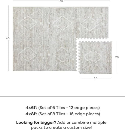 House of Noa Baby Play Mat – 4x8 Driftwood Ula – Set of 8 Tiles – Cushioned EVA Foam Play Mat for Floor, Soft Interlocking Baby Crawling Mats for Hard Floors