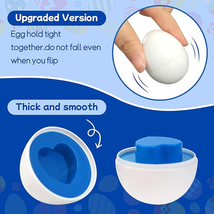 Tinabless Matching Eggs Toys 12 pcs Set Color & Shape Recoginition Sorter Puzzle for Toddlers, Christmas Easter Travel Game Early Learning Educational Gift for Year Old Kids