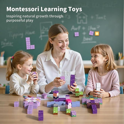 Magnetic Blocks Kid Building Toys - 120Pcs Magnet Cubes Toddler Montessori Sensory STEM Toy for 3-5 4-6 5-7 6-8 Year Old Boys Girls, Build Magic Castle Set