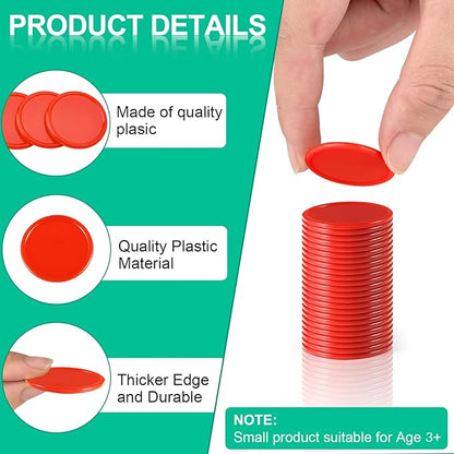 Coopay 500 Pieces Plastic Learning Counters Disks Bingo Chip 5 Colors Counting Discs Markers for Math Practice and Poker Chips Game Tokens Kids Reward, 1 Inch (Red, Blue, Black, Green, Yellow)