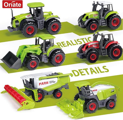 Oriate Farm Tractor Toys Vehicle with Animals & Activity Play Mat, 38Pcs Educational Realistic Kid's DIY Diecast Set, Kids Tractors Trailer Sprayer Cow Animal Toy Birthday Gift