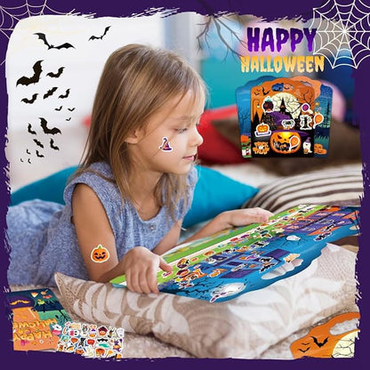 3Sets Halloween Reusable Sticker Books for Kids, Puffy Reusable Sticker Books for Toddlers 2-4 Years, Kids Halloween Party Favors