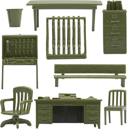 BMC Classic Marx Military Base Camp - 44pc Plastic Army Men Playset Accessories