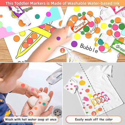 Dot Markers for Toddlers Kids Preschool, Bingo Daubers Washable Art Markers 8 Colors, Toddlers Arts and Crafts Supplies, Kids Painting Drawing Coloring Supplies, Dot Paint Craft Kit Preschool Learning