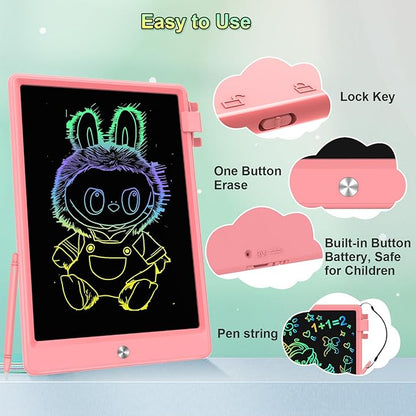 8.5 Inch LCD Writing Tablet for Kids, Colorful Toddler Doodle Board - Erasable Drawing Pad, Educational Learning Toy for Ages 3-8 - Valentine's Day Christmas Birthday Gifts (8.5 Inch, Pink)