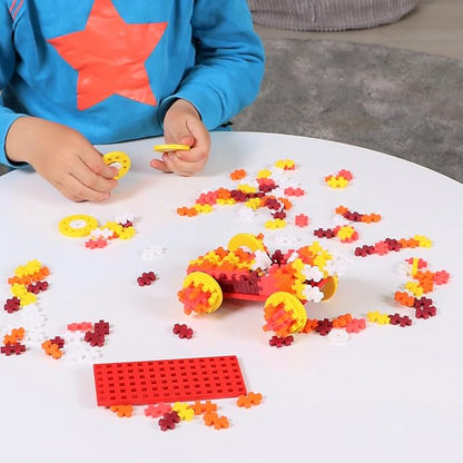 PLUS PLUS Color Cars Tube, Car Building Block Kit, 3D Puzzle Stem Toy Set for Kids, 200 Mini Interlocking Pieces - Fire