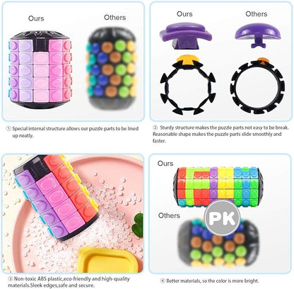 R.Y.TOYS Rotate and Slide Puzzle-Design Patent,Fidget Toys(Restore Order/Create Patterns) 8 Colors,4 and 8 Layers-Detach Piece for Quick Play,Brain Teaser,Sensory Toys Gifts,Easter Basket Stuffers