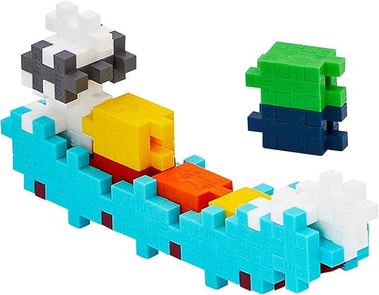 PLUS PLUS Vehicle Building Block Kit, 3D Puzzle Stem Toy for Kids, 70 Interlocking Pieces - Container Ship Mini Maker Tube