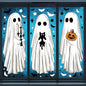 3 Sheets Extra Halloween Ghost Window Clings Cute Extra Large White Ghost for Glass Window Decorations Halloween Bat Cat Pumpkin Window Stickers Decals for Home Office Party Decor