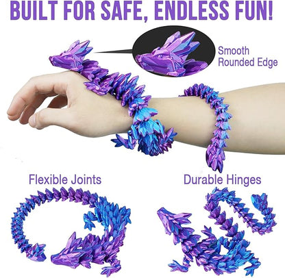 Small Dragon Eggs with Dragon Inside, 3D Printed Surprise Funny Gifts for Kids, Articulated Dragon Fidget Toys for Adults, Executive Desk Toys Office Room Décor (Shiny Purple)