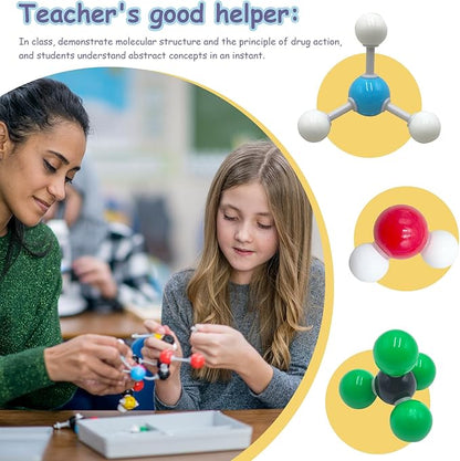 240Pcs Molecular Model Kit Inorganic Atomic Chemistry Element Set Organic Chemical Molecular Structure Model Building Kit Science Teaching Supplies Gifts for Teachers Friends Family Members