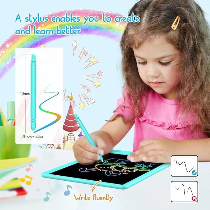 LCD Writing Tablet Doodle Board, Colorful Drawing Pad, Electronic Drawing Tablet, Drawing Pads,Travel Gifts for Kids Ages 3 4 5 6 7 8 Year Old Girls Boys (10.5 inch, Blue&Pink)