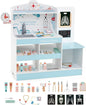 HONEY JOY Kids Wooden Doctor Play Set, 2 In 1 Checkup Medical Office Center & Vet Clinic Station, Exam Area & Interactive Accessories, X-Ray, Toddler Pretend Hospital Playset Kit for Boys Girls (Blue)
