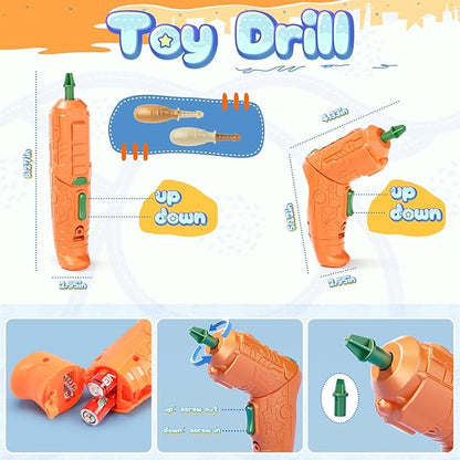 Take-Apart Electric Building Toys for kids ages 4-8, 5 Pcs Toys Cars Kids&toddler Tool Set with Motor & Electric Drill, STEM Educational building construction toys 3+ year old, Gift for Boys 3 4 5 6