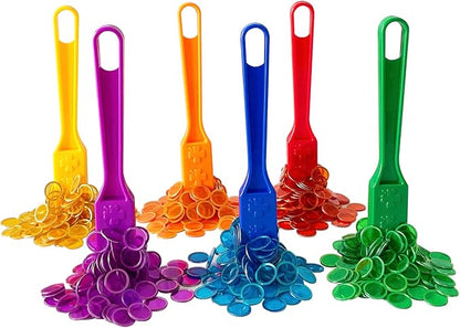Yuanhe Magnetic Bingo Chips Set - 6 Colors Magnetic Wands with 600 Metal Chips for Counting and Sorting, Educational Activities