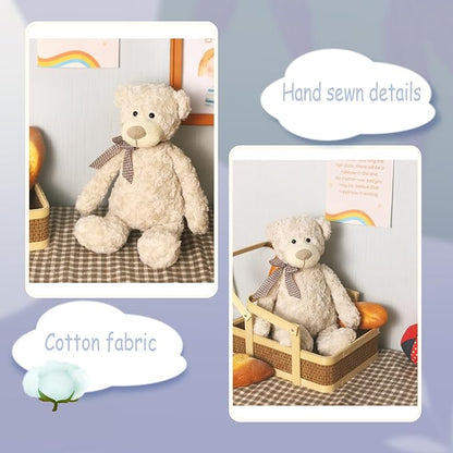 13" White Teddy Bear with Scarf Stuffed Animals for Boys and Girls,Soft and Adorable Stuffed Bear Plush Toys for Newborn Babies and Kids,Great Gifts on Birthday,Christmas,Machine Washable