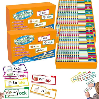 Logicalne 30 Read and Rhyme Flip Books, Word Family Flip Books Rhyming Card, Sight Words Rhyming Game, Educational Reading Book, Word ABC Vocabulary Families Flash Cards, Classroom Fun Learning(2PCS)