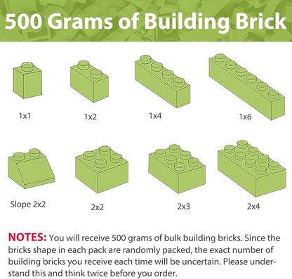 Bulk Green Building Bricks, Classic Building Blocks Compatible with All Major Brands