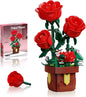 Roses Flowers Botanical Building Blocks Set,Artificial Plants Bonsai Building Toys with Pot,Indoor Display for Home Office Decor,Christmas Birthday Gift for Adult Women Girls Age 8-12(307Pcs)