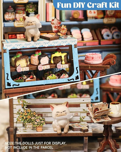 Cutefun Book Nook Kit - DIY Miniature House Kit for Adults and Teens, 3D Wooden Puzzle Mini House Building Kit with LED, Dollhouse Kit Bookshelf Insert Decor Creative Gifts (Sweet Marie)