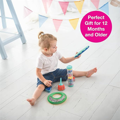 Edushape Classic Tambourine for Kids, Green - Percussion Musical Instrument Baby Tambourine for Toddlers 1-3, Kids Tambourine Fun Tummy Time, Fine Motor, Auditory and Visual Sensory Development
