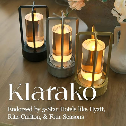 Klarako Crystal Lantern Lamp – Modern Cordless Rechargeable Bedside & Outdoor Light, Portable Wireless Lamp – Dimmable Touch Control – Luxury Living Room & Hotel-Style Lighting (Gold, 1-Pack)