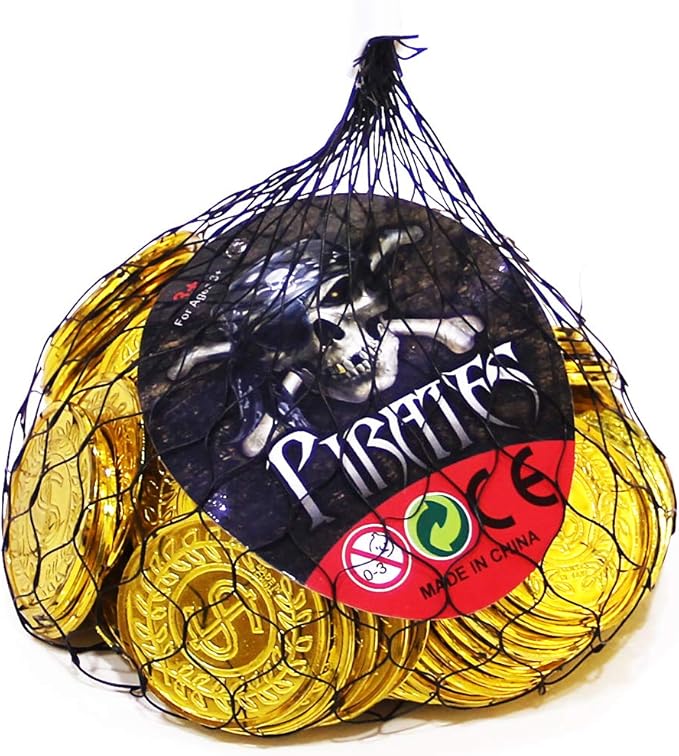 TCOTBE Pirate Gold Coins Plastic Set of 100,Play Gold Treasure Coins for Play Favor Party Supplies, Pirate Party, Treasure Hunt Game and Party Favors