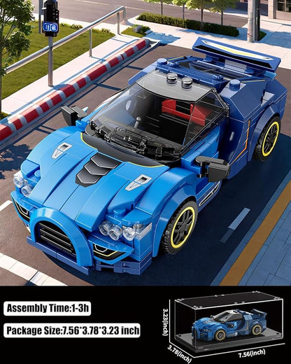 Super Sports Car Building Block Set with Display Case,Speed Race Car Building Kits Construction Toy,Car Collectible Model,Christmas Birthday Gift for Adults and Kids 6 and up(326pcs)