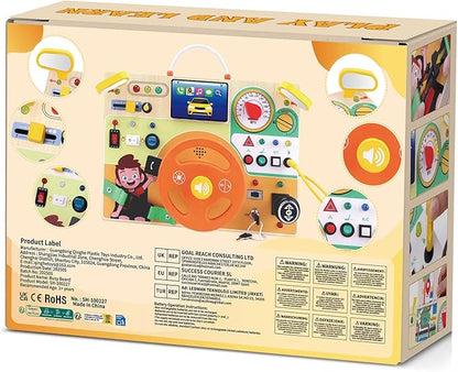 Toddler Toys Montessori Busy Board for 1+ Year Old Boys & Girls Steering Wheel Driving Simulation Toy Travel Activities for Toddlers 1 2 3 4+ Year Old Sensory Toys