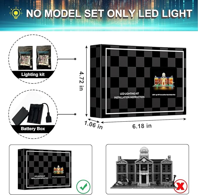 LED Light Kit for Lego 76294 X-Men: The X-Mansion Building Set, Compatible with Lego 76294 Building Blocks Model(Not Include Blocks Set)