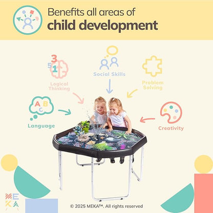 Large Tuff Tray Set Solar Fountain Bundle, Sensory Tray Plus Stand, Sand and Water Table for Toddlers, Outdoor Water Table and Sensory Table, Kids Water Table, Tuff Tray for Sensory Play