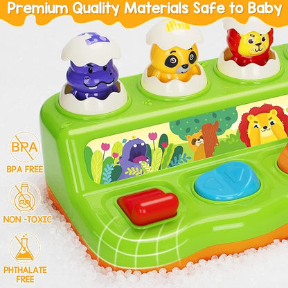 Duchong Toys for 1 Year Old Boys Girls, Interactive Pop up Toy with Music & Light, Early Learning Musical Toys for Toddlers 1-3, Birthday Gifts for Babys Infants 6-9-12-18 Months
