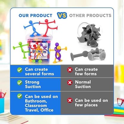 Suction Cup Fidget Sensory Toys: 48 Pack Suction Cup People Toys Fidget Toy for Autism Autistic ADHD Kids Ages 3+, Creative Travel Toy Idea for Boys Girls