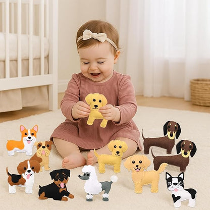 FYXGZZH Kids Beginner Sewing Kit – DIY Stuffed Craft Set with Pre-Cut Felt, Plastic Needle & Embroidery Thread, Educational Arts & Crafts for Boys & Girls Ages 6-12, Dog