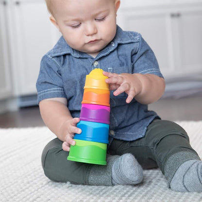 Fat Brain Toys Dimpl Stack Popping Stack & Nest Baby Toy, Sensory Toys for Babies 6 Months+, Fidget Toys for Toddlers