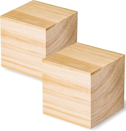 Large Wooden Blocks for Crafts, Unfinished Wood Cubes, 3 Inch Natural Blank Square Wooden Blocks for Arts, Baby Shower DIY Projects