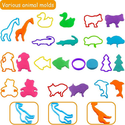 FRIMOONY Plastic Dough Tools for Kids, with Capital Letters, Cookie Cutters, Stamps, Multi-Color, 61 Pieces