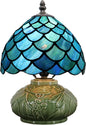 Small Tiffany Lamp Mushroom Table Lamp, Mini Stained Glass Desk Light Memory Sympathy Ceramic lamp 8X11 Inch (Fishscale Style)