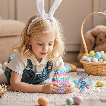 3D Printed Dragon Eggs with Articulated Fly Dragon Inside, Collectible Figurines Fidget Toy for Adults Kids Birthday Easter Christmas White Elephant Gifts for Friends Colleagues(Rainbow, M Size)