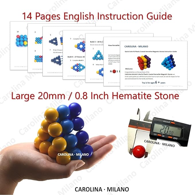 Science Kit Toy 27 PCS Colorful Hematite Magnetic Stones Large 20 mm Magnets for Age 6+ Years Building Blocks, Home Office Kids Adults Intelligence Development Educational Party Gift Sphere, 27-16