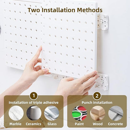 VUSIGN Peg Board Combination Kit, 22"x22" Pegboards and Accessories for Wall Organization, Pegboard Wall Organizer for Office, Home, Desk, White