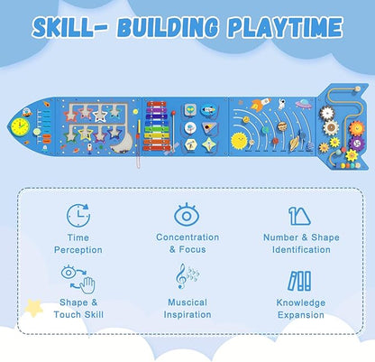 Spocold Rocket Panels - Sensory Toddler Wall Toys (5pcs Blue)