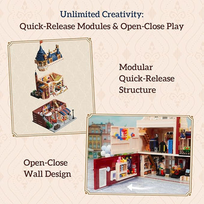 PANTASY Toy Shop Building Set for Adults, Nostalgic Modular Building with Detailed Facade & Interior Decoration, Creative Architecture Building Toy for Building Block and Design Lovers