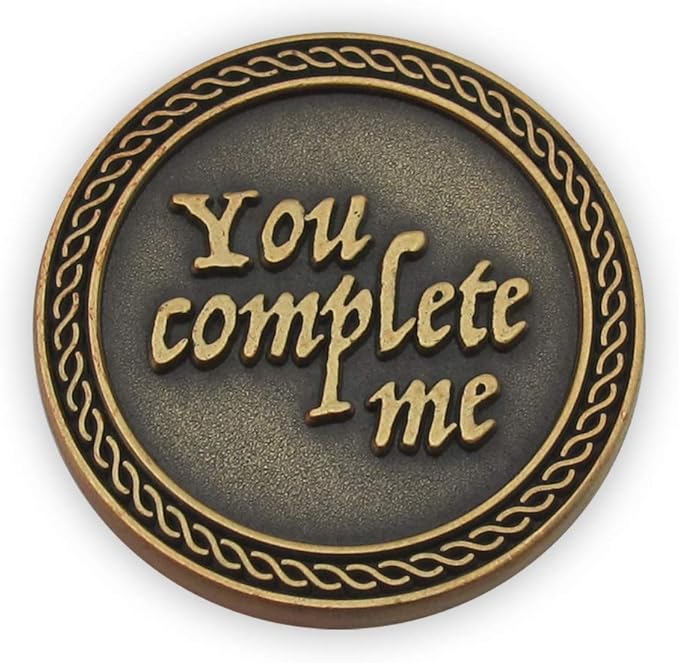 Romantic Love Expression Antique Gold Plated Pocket Coin for Date Night, You Complete Me, I am Better Because of You, Love Gift for Men & Women, from Him or Her